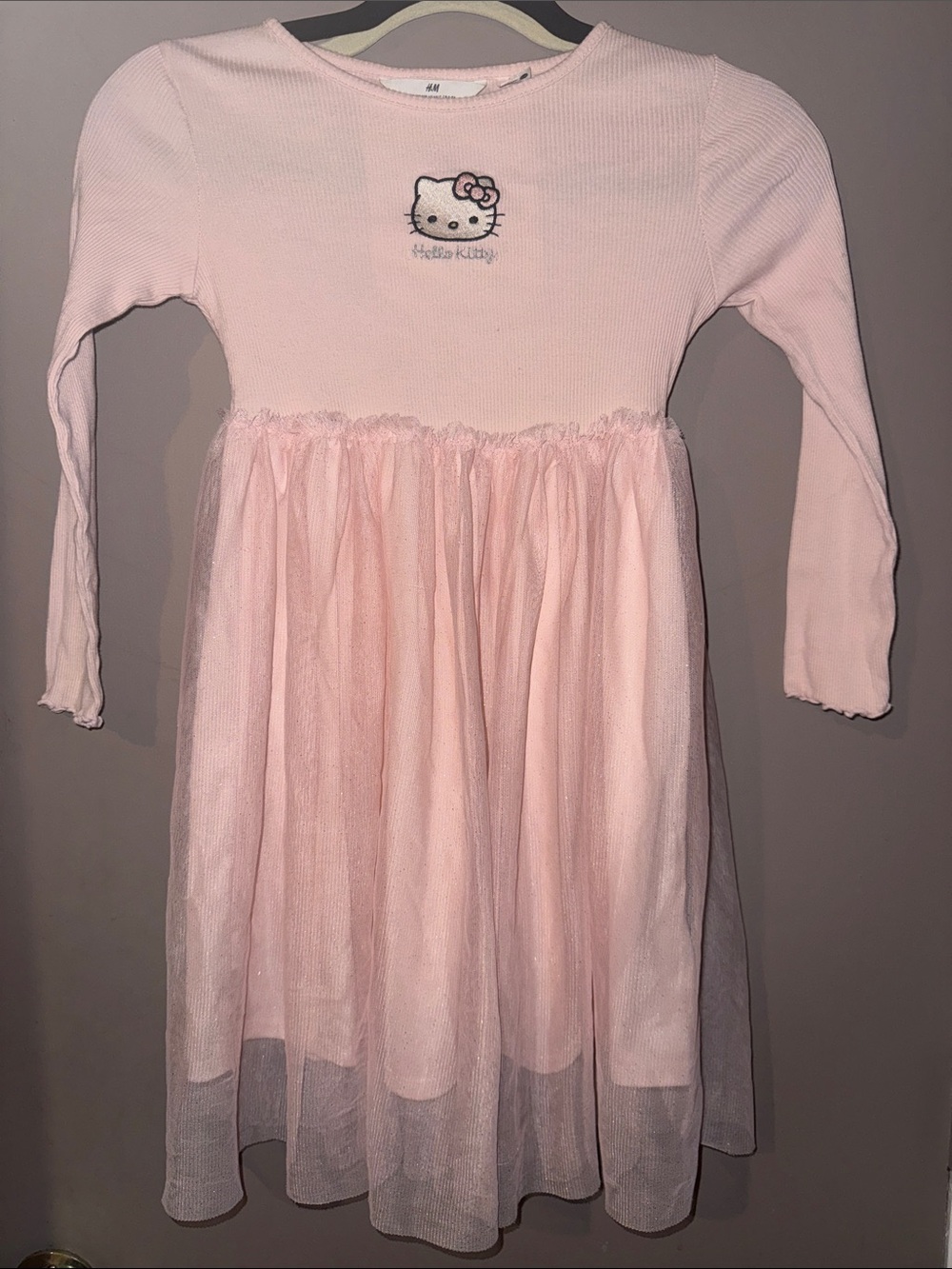 H&M Light Pink Hello Kitty Tulle Long-Sleeve Dress